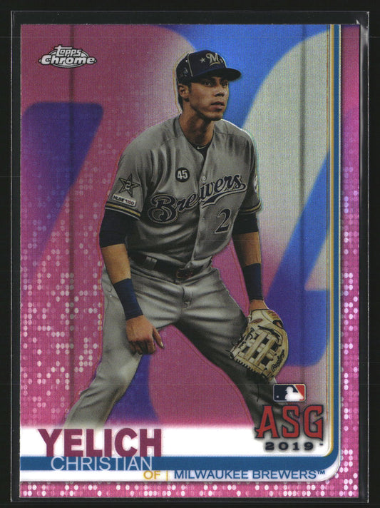 Christian Yelich 2019 Topps Chrome Update 77 Pink Refractor Milwaukee Brewers