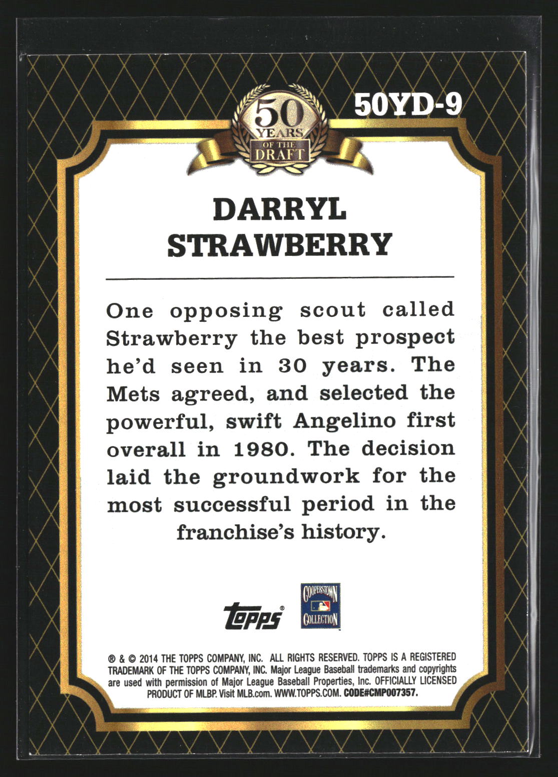 Darryl Strawberry 2014 Topps 50YD-9 50 Years of the Draft New York Mets
