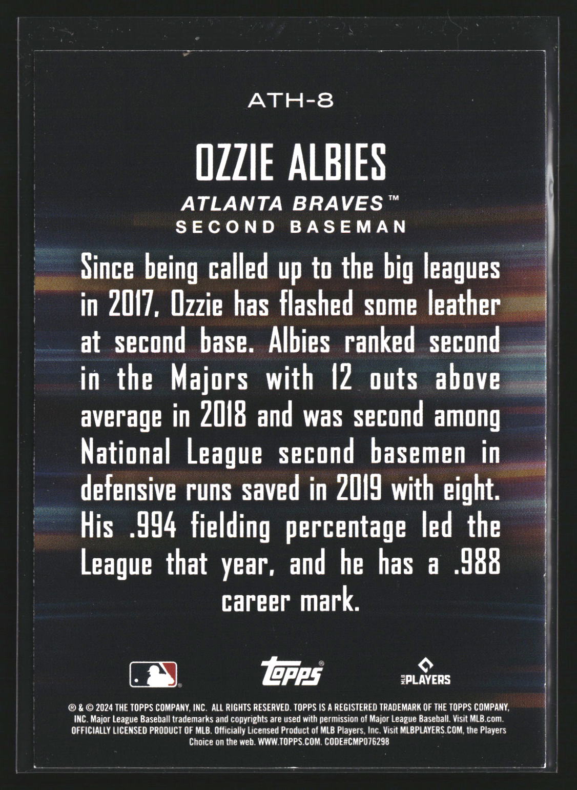 Ozzie Albies 2024 Topps ATH-8 Around the Horn Atlanta Braves
