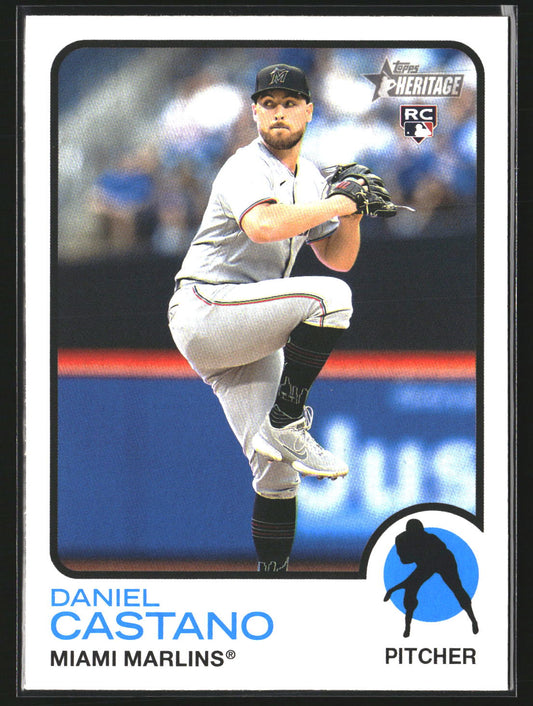 Daniel Castano 2022 Topps Heritage 702 RC RC Miami Marlins