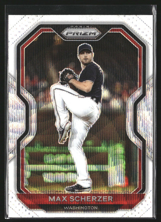 Max Scherzer 2021 Panini Prizm 32 White Wave Prizm Washington Nationals
