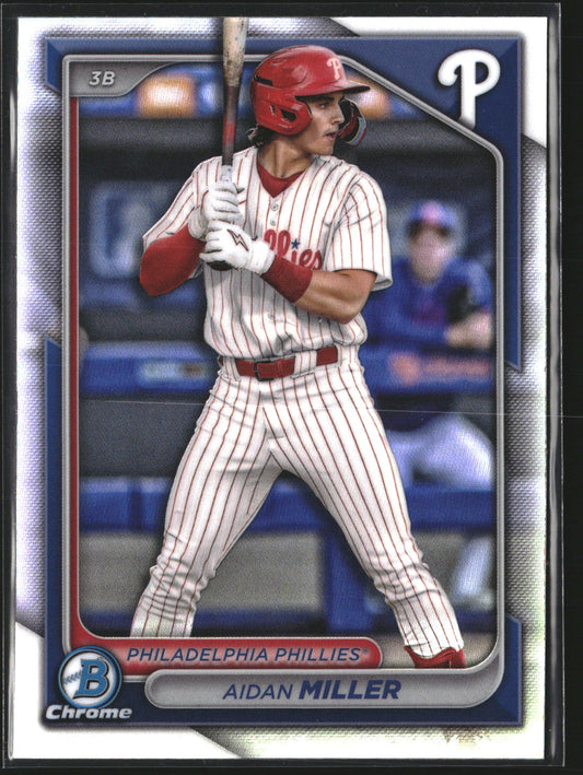 Aidan Miller 2024 Bowman Draft BDC-115 Chrome Refractor Philadelphia Phillies