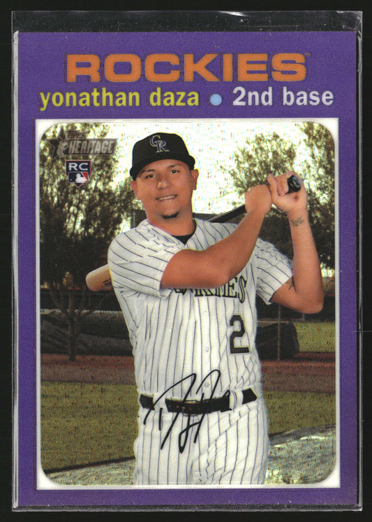 Yonathan Daza 2020 Topps Heritage THC-705 Chrome Purple Refractor Rockies