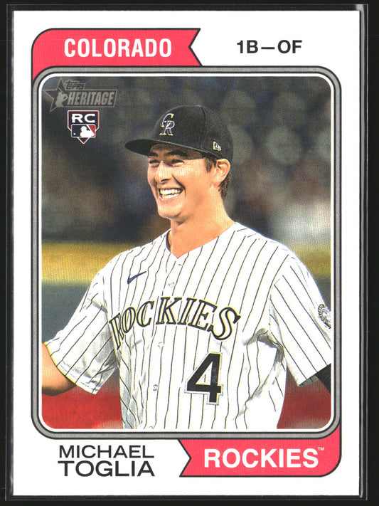 Michael Toglia 2023 Topps Heritage 724 RC RC Colorado Rockies