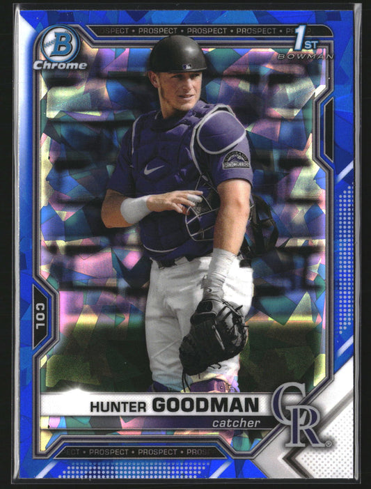 Hunter Goodman 2021 Bowman Draft Sapphire Edition BDC-66 RC Colorado Rockies
