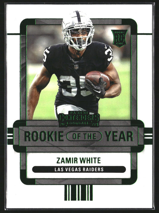 Zamir White 2022 Panini Contenders ROY-ZWH Rookie of the Year Emerald Raiders