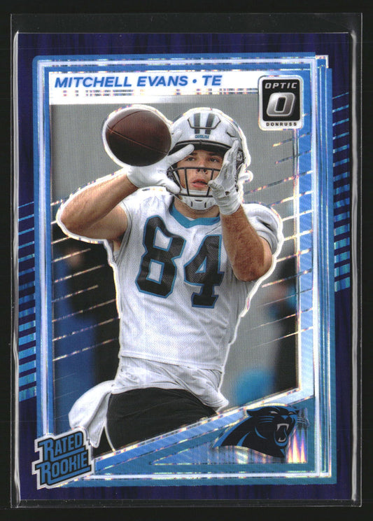 Mitchell Evans 2025 Donruss Optic 254 Purple Shock RC RC Carolina Panthers