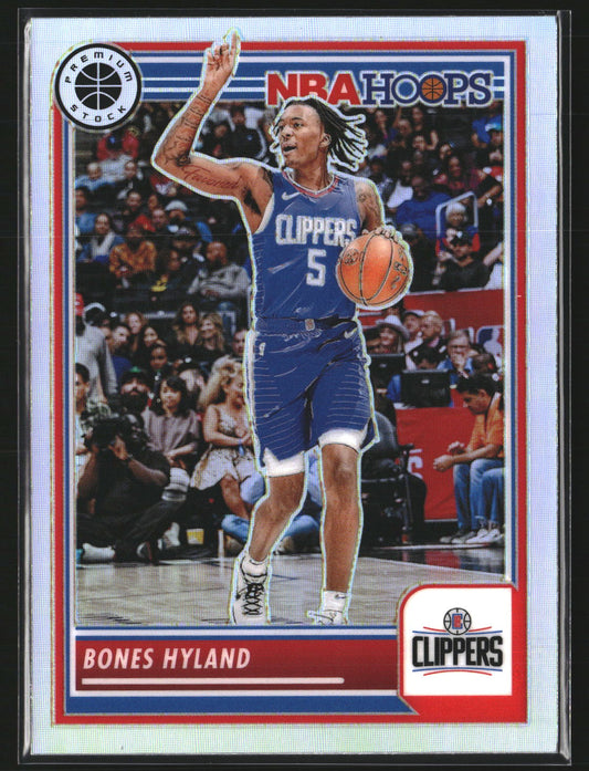 Bones Hyland 2023-24 Hoops Premium Stock 204 Silver Prizm Los Angeles Clippers