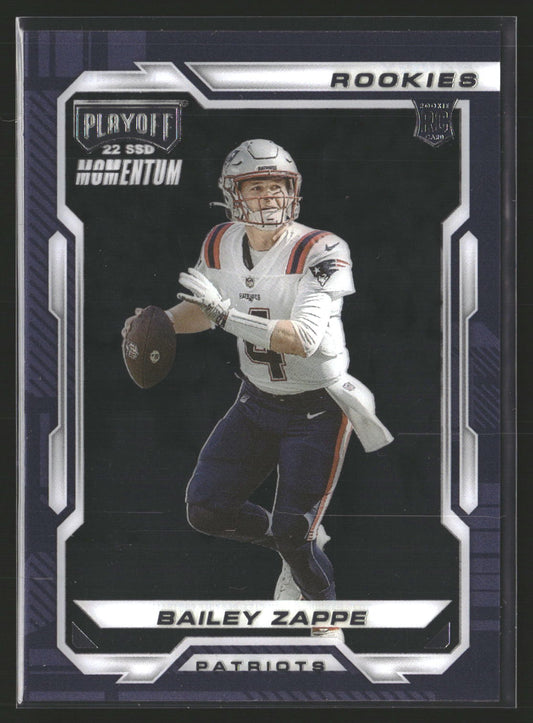 Bailey Zappe 2022 Panini Chronicles PMR-26 Playoff Momentum Rookies Patriots