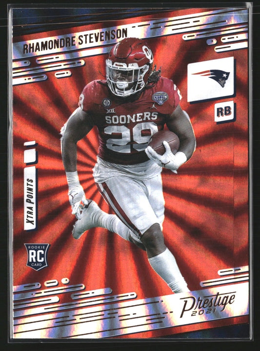 Rhamondre Stevenson 2021 Panini Prestige 278 Xtra Points Sunburst RC Patriots