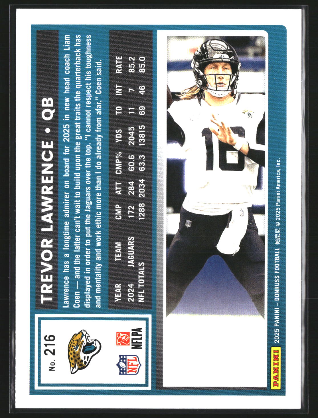 Trevor Lawrence 2025 Donruss 216 Press Proofs Green Jacksonville Jaguars