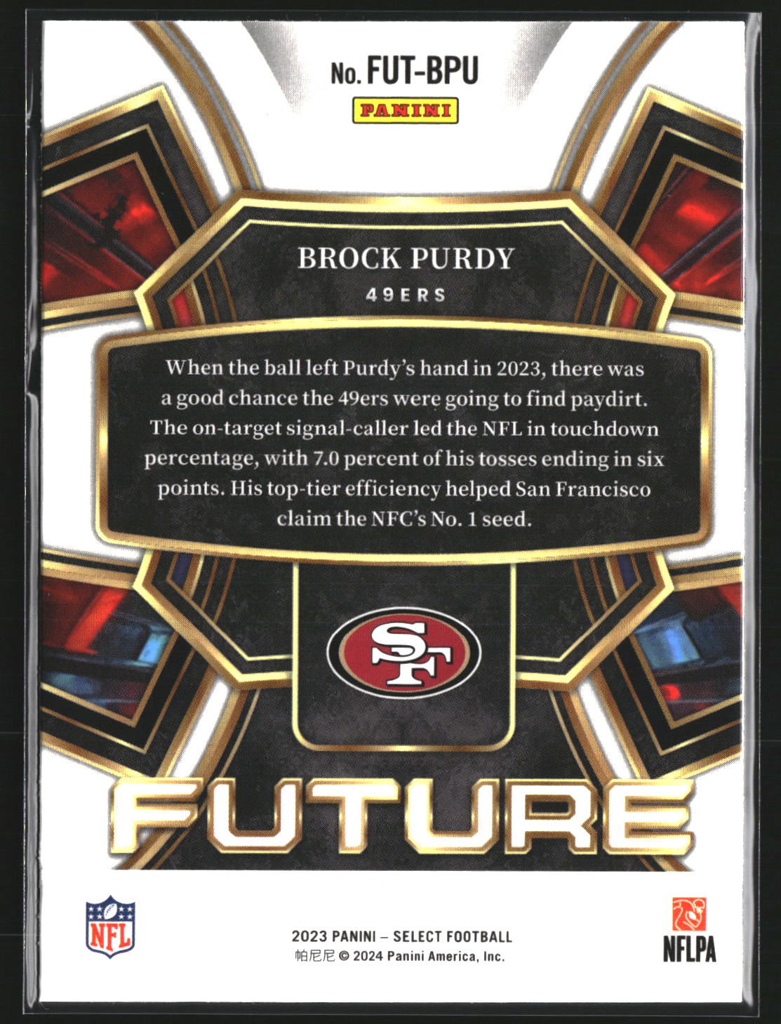 Brock Purdy 2023 Panini Select FUT-BPU Future San Francisco 49ers
