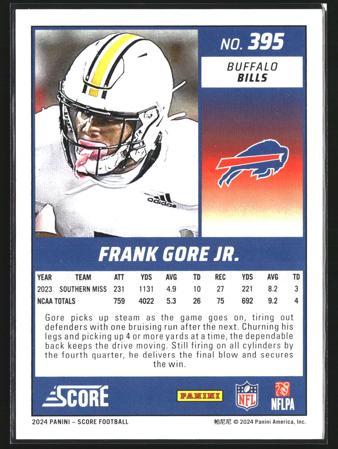 Frank Gore Jr. 2024 Score 395 Lava SN, RC RC Buffalo Bills