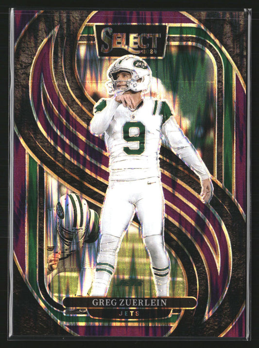 Greg Zuerlein 2024 Panini Select 158 Purple Prizm Shock SN New York Jets