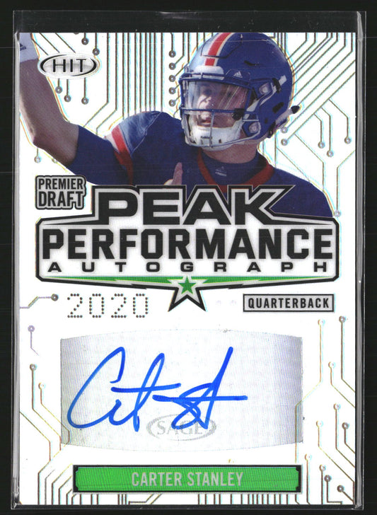 Carter Stanley 2020 SAGE HIT PKA-CS Peak Autographs Silver AU AU Kansas Jayhawks