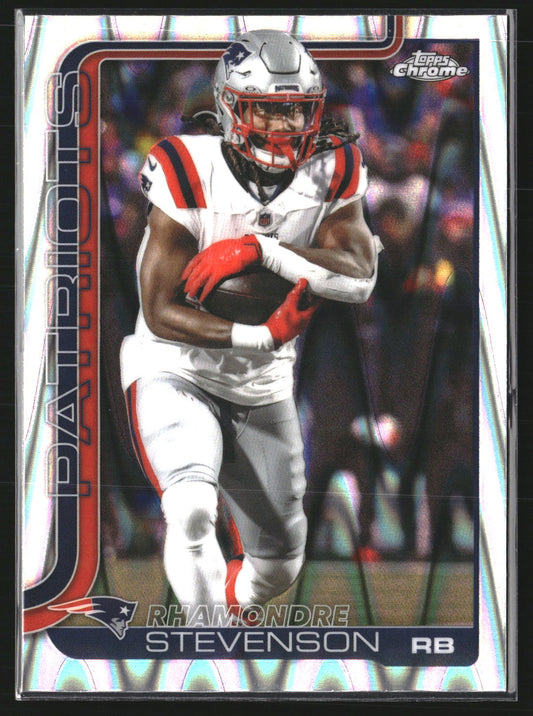 Rhamondre Stevenson 2025 Topps Chrome 210 Ray Wave Refractor New England Patriot