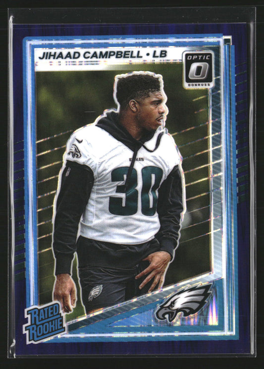 Jihaad Campbell 2025 Donruss Optic 266 Purple Shock RC RC Philadelphia Eagles