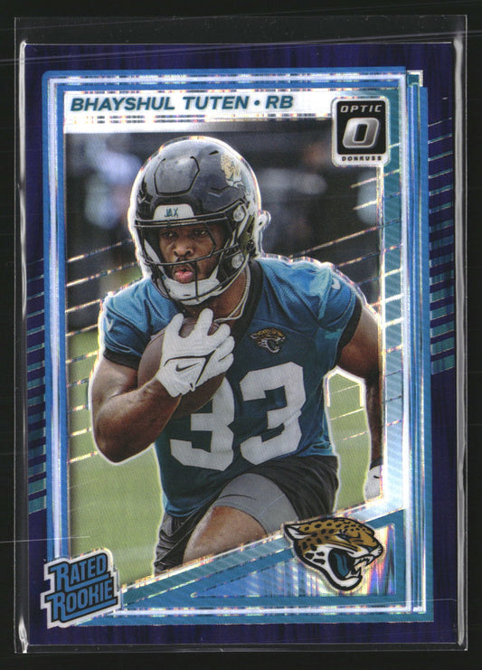 Bhayshul Tuten 2025 Donruss Optic 272 Purple Shock RC RC Jacksonville Jaguars
