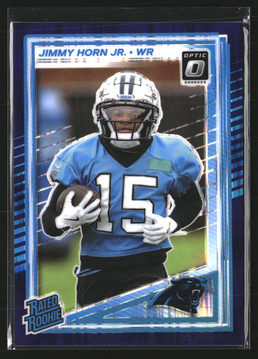 Jimmy Horn Jr. 2025 Donruss Optic 281 Purple Shock RC RC Carolina Panthers