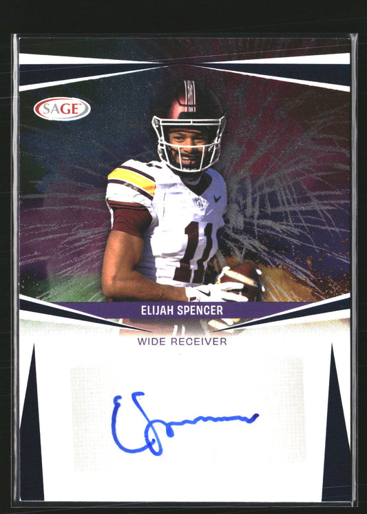 Elijah Spencer 2025 SAGE HIT A-ES2 Autographs Blue (High Seri) AU Golden Gophers