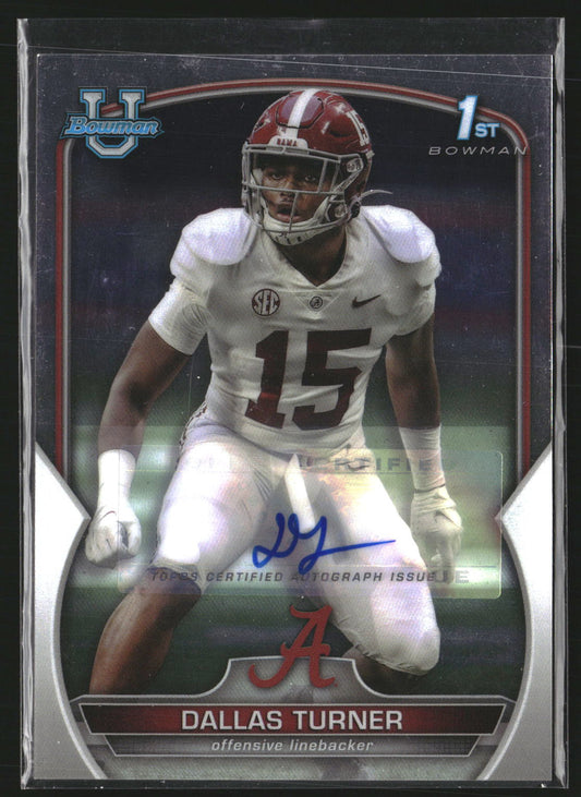 Dallas Turner 2022 Bowman University Chrome 6 Prospect Autograph AU Crimson Tide