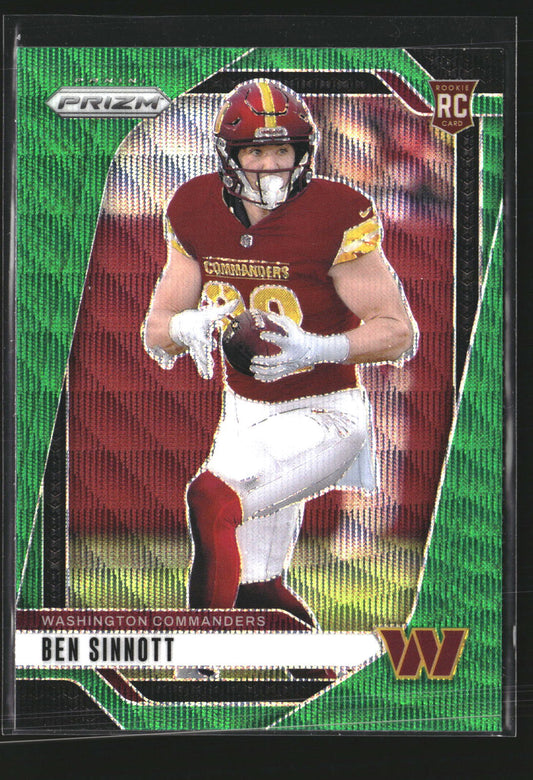 Ben Sinnott 2024 Panini Prizm 307 Green Wave RC RC Washington Commanders