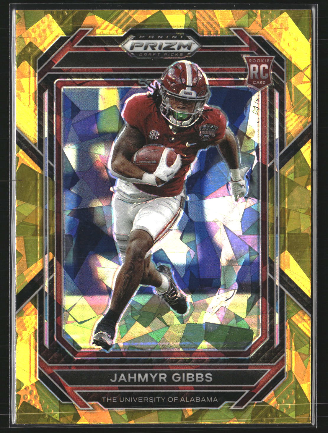 Jahmyr Gibbs 2023 Panini Prizm Draft 116 Prizm Gold Ice Alabama Crimson Tide