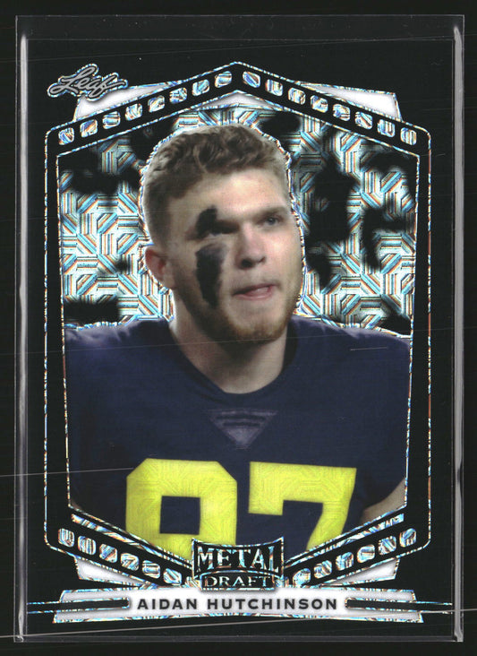 Aidan Hutchinson 2022 Leaf Draft B-AH1 Metal Mojo Black Michigan Wolverines