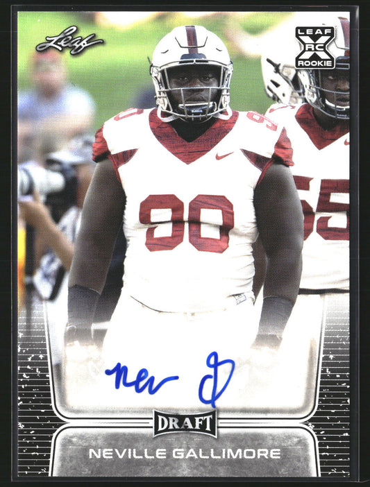 Neville Gallimore 2020 Leaf Draft BA-NG1 Autographs AU AU Oklahoma Sooners