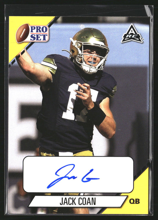 Jack Coan 2021 Pro Set College Football PS-JC1 Autographs Gold AU Fighting Irish