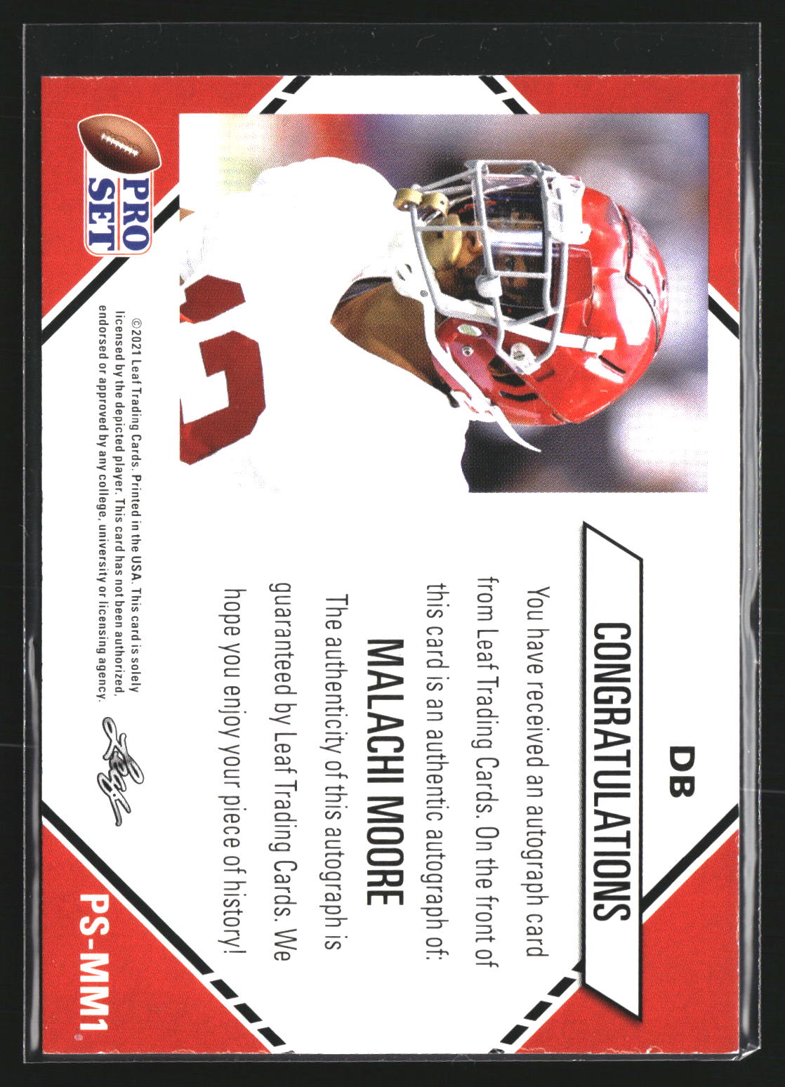 Malachi Moore 2021 Pro Set College Football PS-MM1 Autographs AU Crimson Tide