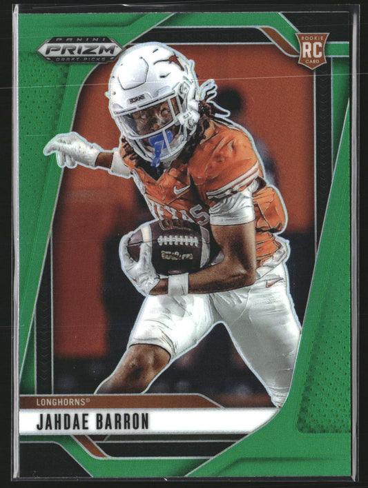 Jahdae Barron 2025 Panini Prizm Draft Picks 124 Prizm Green Texas Longhorns