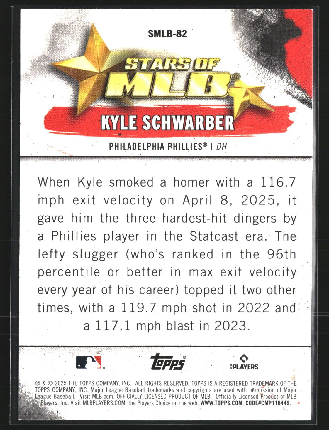 Kyle Schwarber 2025 Topps Update SMLB-82 Stars of MLB Philadelphia Phillies