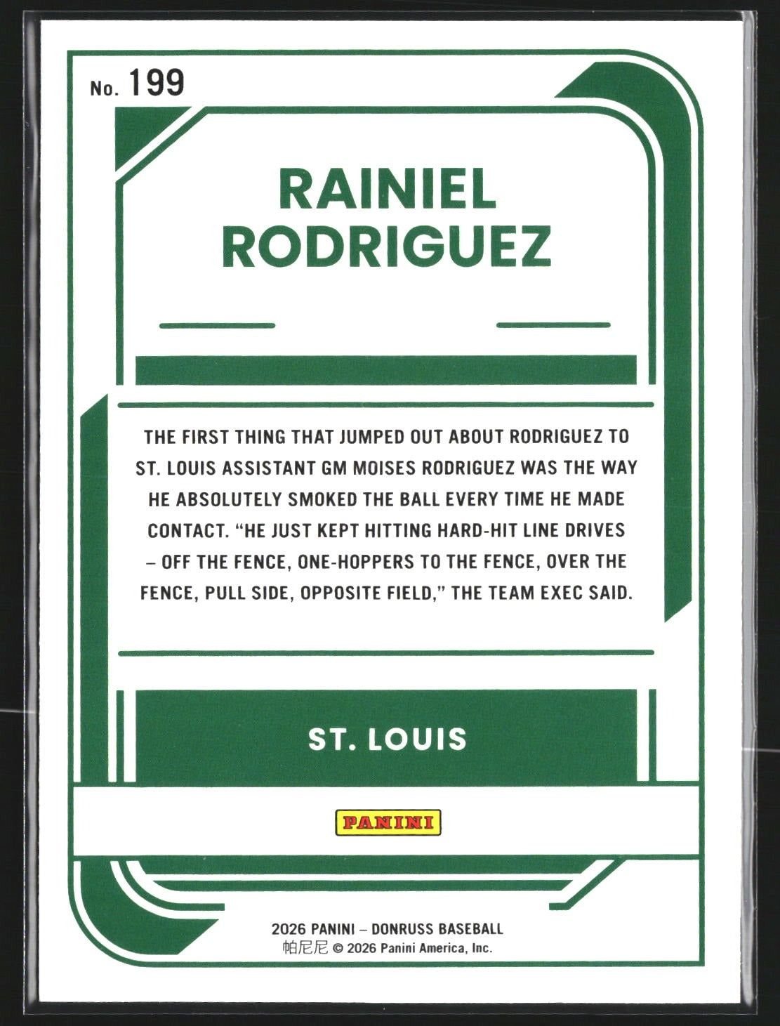 Rainiel Rodriguez 2026 Donruss 199 St. Louis Cardinals