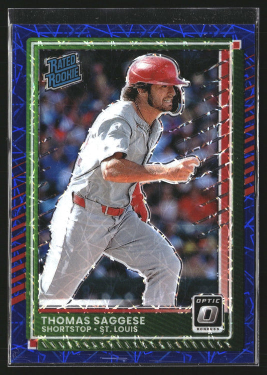 Thomas Saggese 2025 Donruss 30 Optic Blue Velocity RC RC St. Louis Cardinals