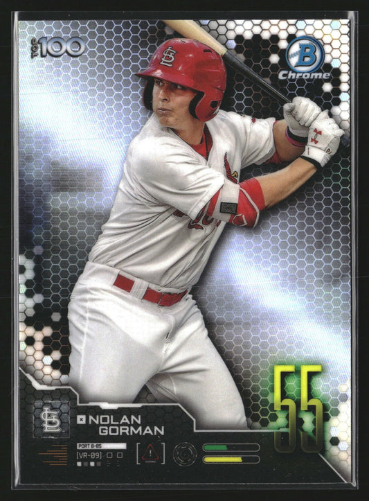 Nolan Gorman 2019 Bowman BTP-55 Bowman Scouts' Top 100 St. Louis Cardinals