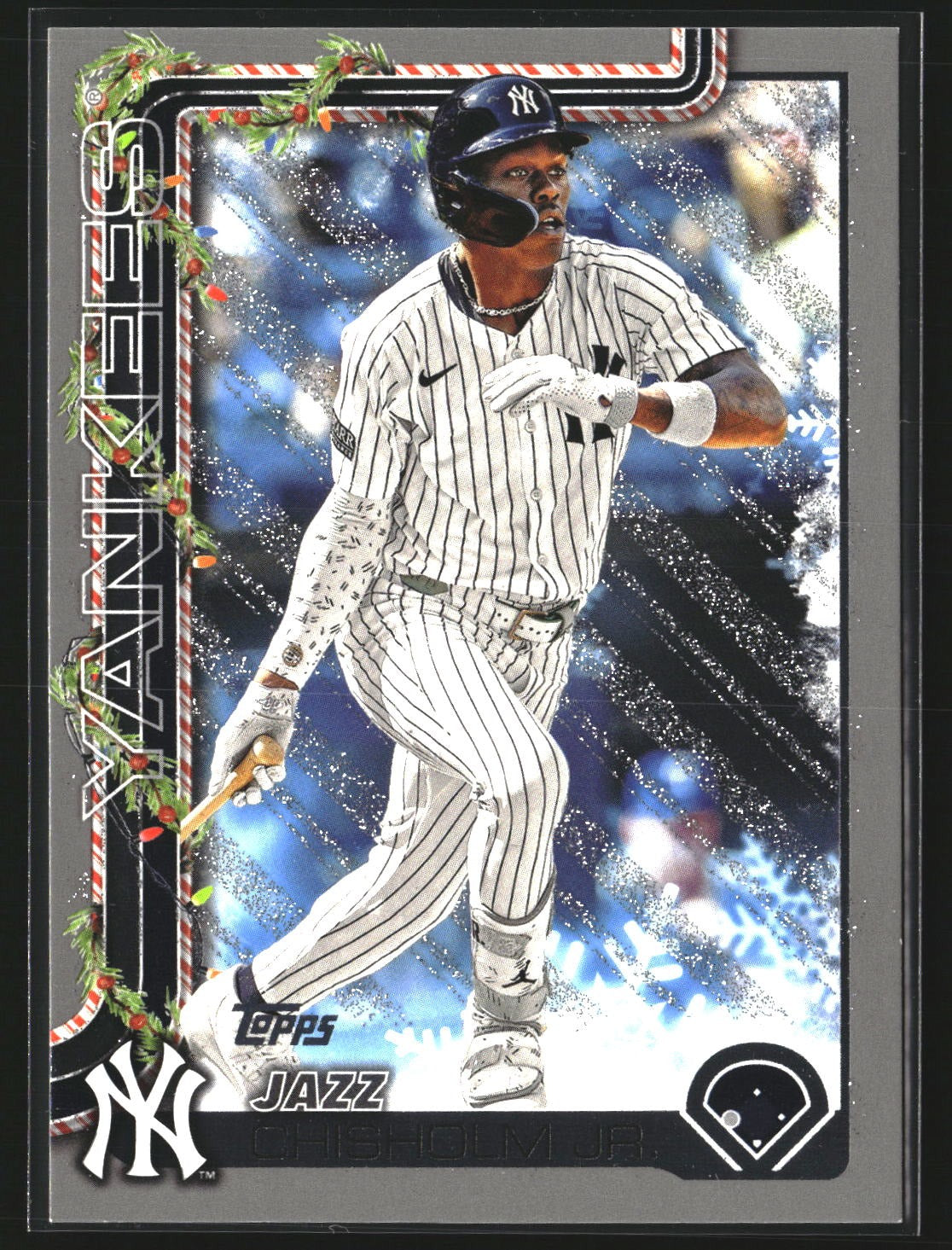 Jazz Chisholm Jr. 2025 Topps Holiday H176 Silver Glitter Holiday New York Yankee