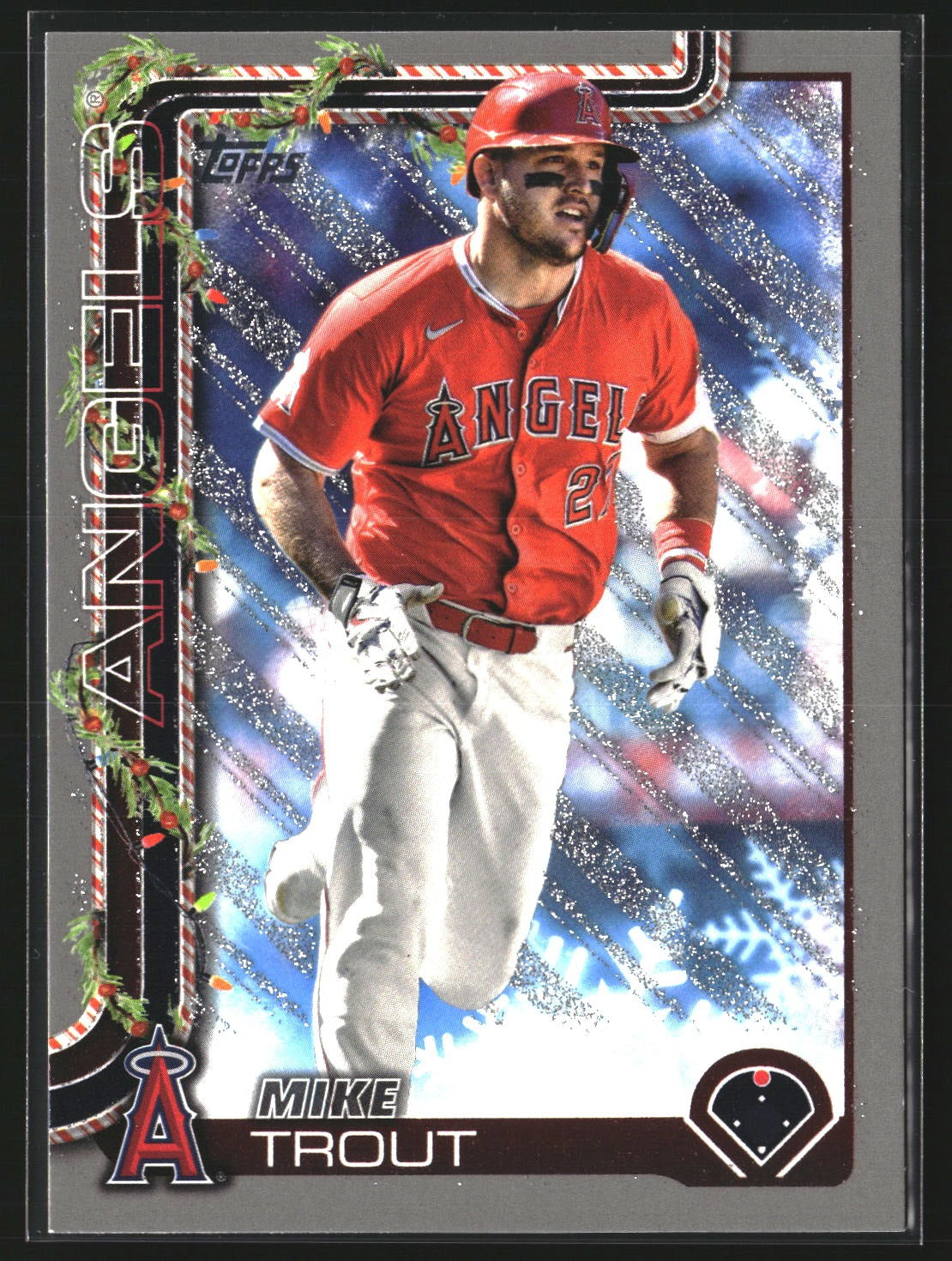 Mike Trout 2025 Topps Holiday H50 Silver Glitter Holiday Los Angeles Angels