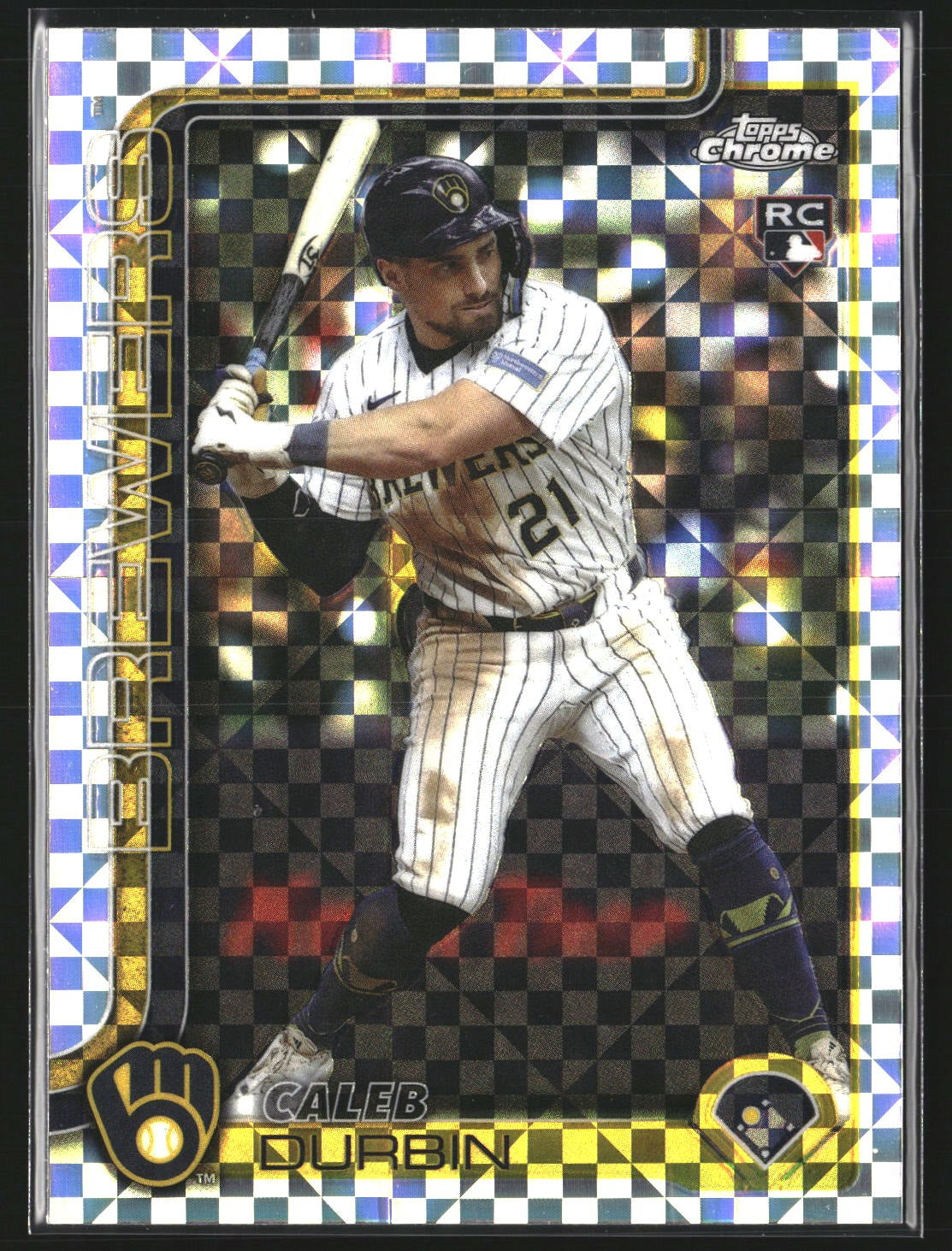 Caleb Durbin 2025 Topps Chrome Update USC82 X-Fractors RC RC Milwaukee Brewers
