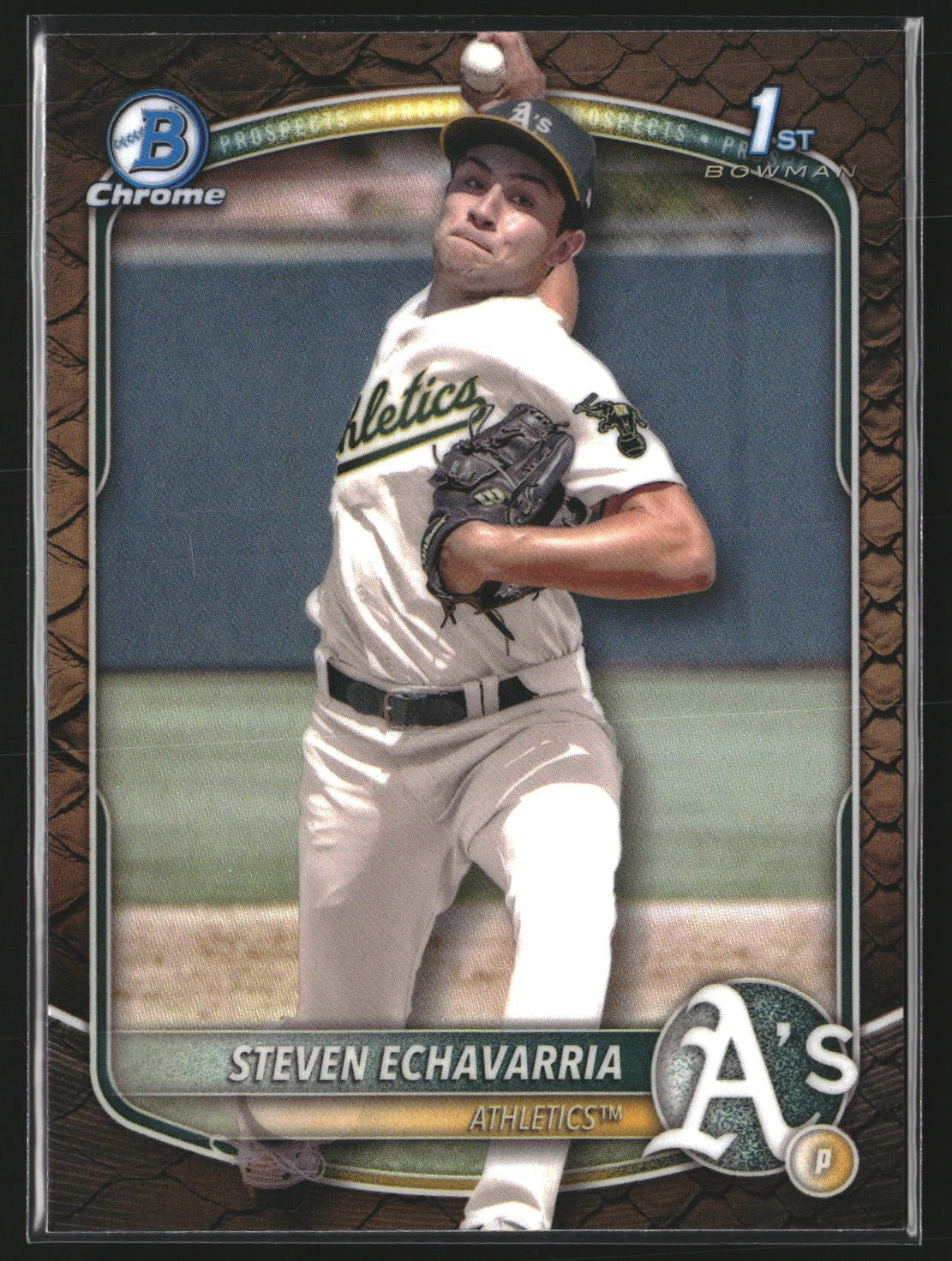 Steven Echavarria 2025 Bowman BCP-73 Chrome Prosp Reptilian Refractor Athletics