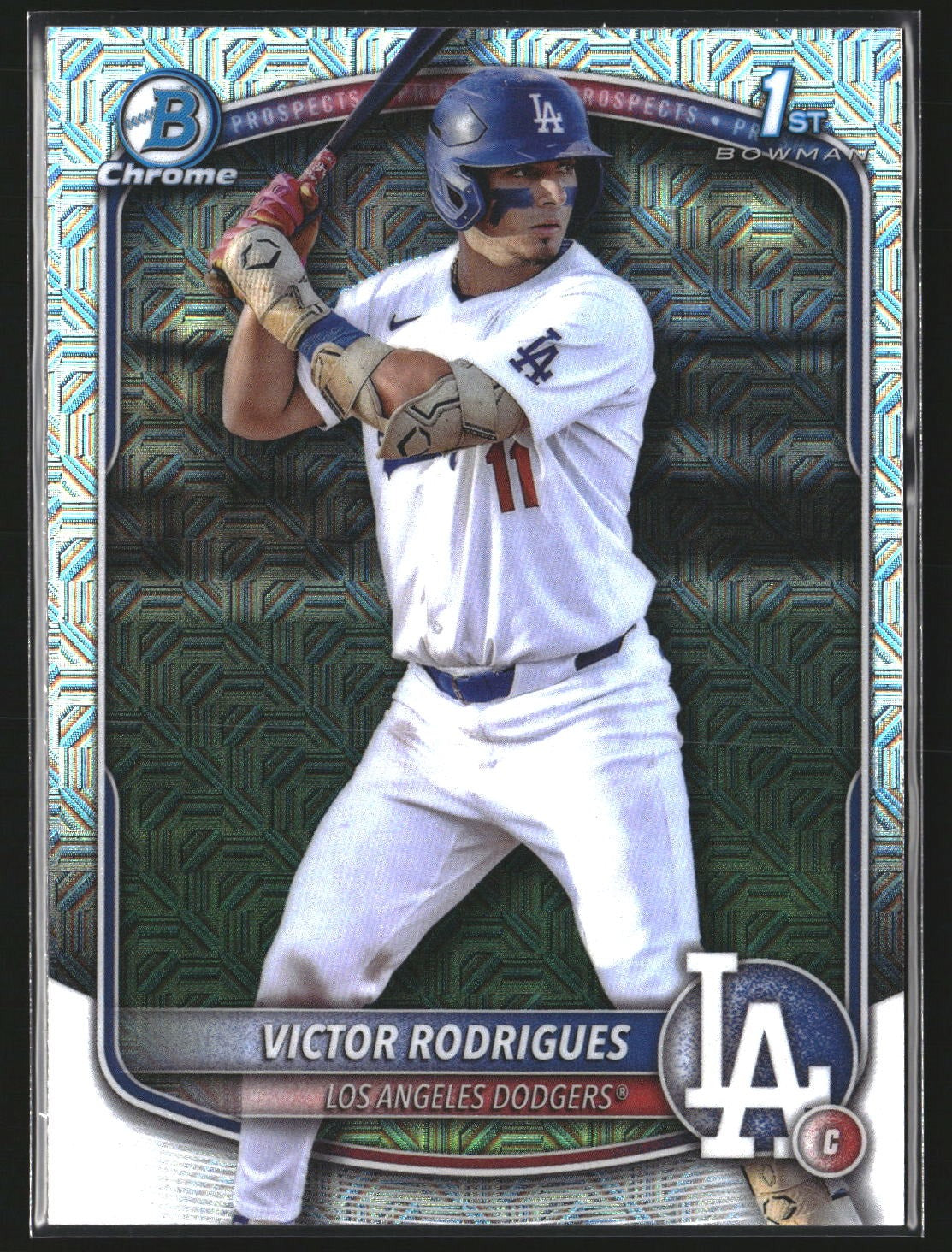 Victor Rodrigues 2025 Bowman BCP-45 Chrome Prospects Mojo Refractor Dodgers