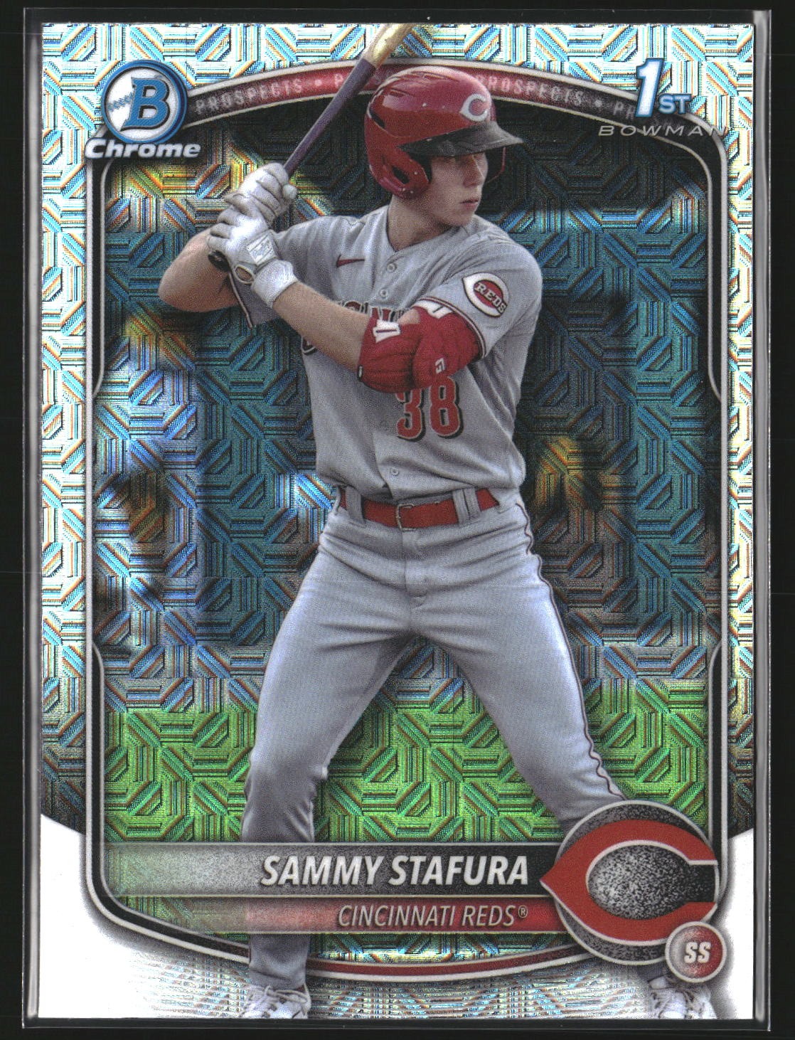 Sammy Stafura 2025 Bowman BCP-100 Chrome Prospect Mojo Refractor Cincinnati Reds