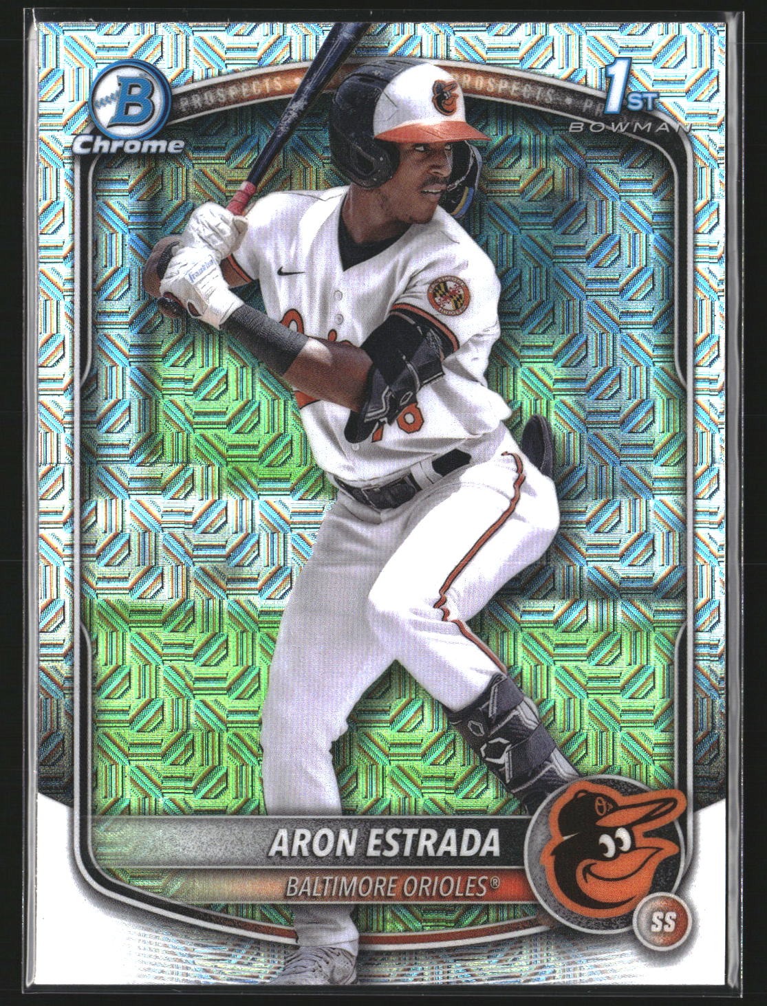 Aron Estrada 2025 Bowman BCP-33 Chrome Prospects Mojo Refractor Baltimore Oriole
