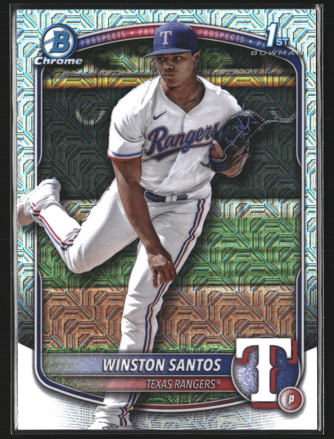 Winston Santos 2025 Bowman BCP-121 Chrome Prospects Mojo Refractor Texas Ranger