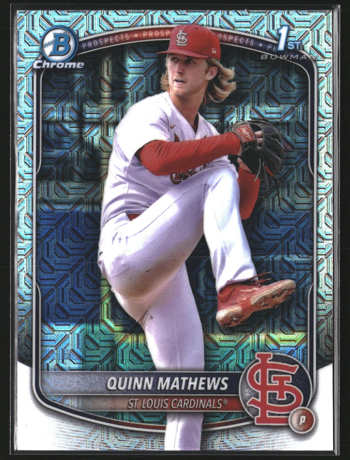 Quinn Mathews 2025 Bowman BCP-25 Chrome Prospects Mojo Refractor Cardinals