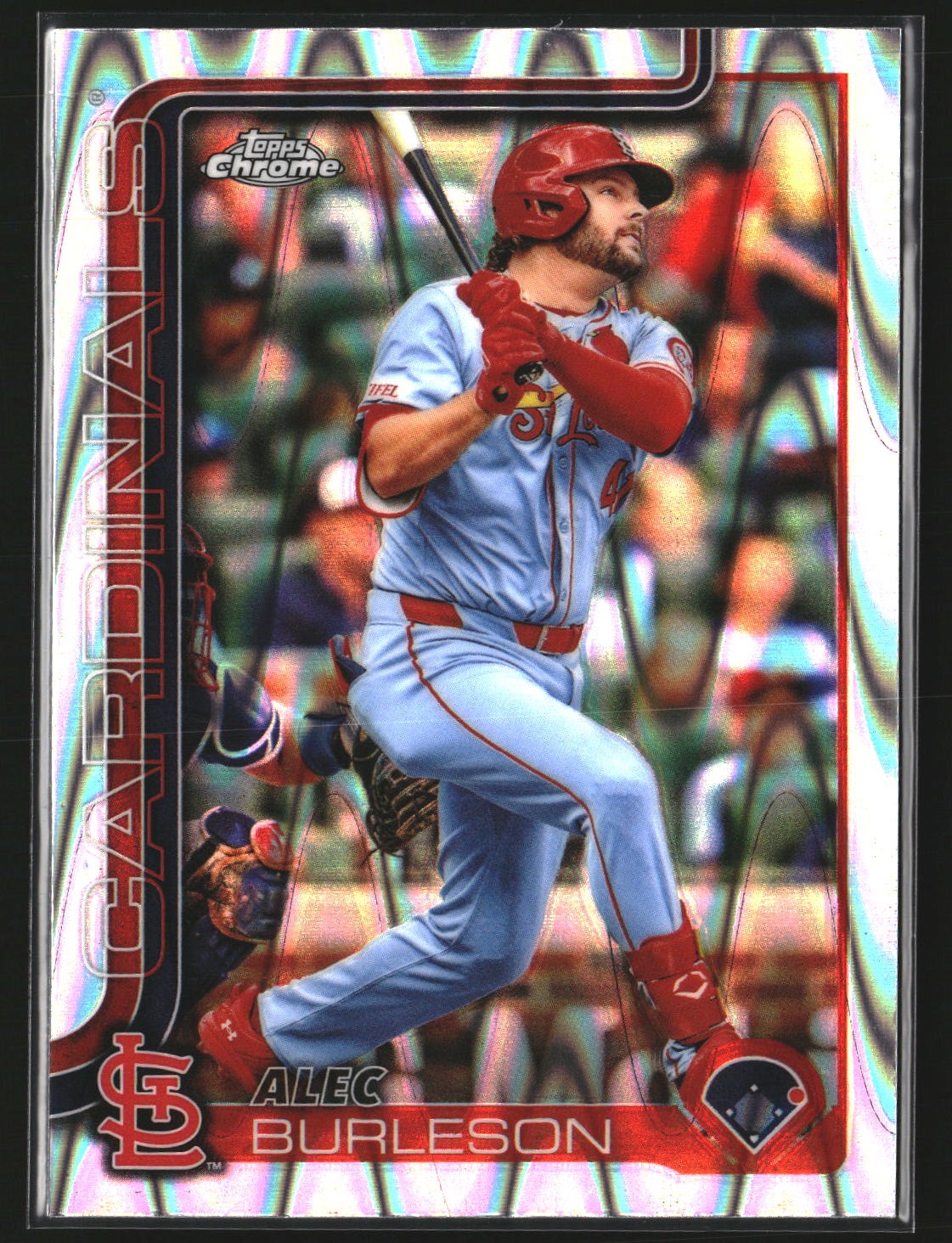 Alec Burleson 2025 Topps Chrome 281 RayWave Refractor St. Louis Cardinals