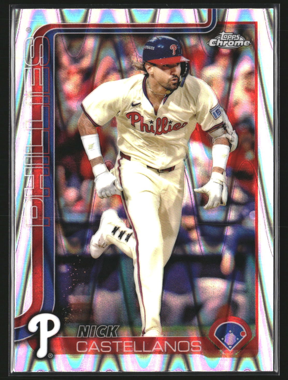 Nick Castellanos 2025 Topps Chrome 226 RayWave Refractor Philadelphia Phillies
