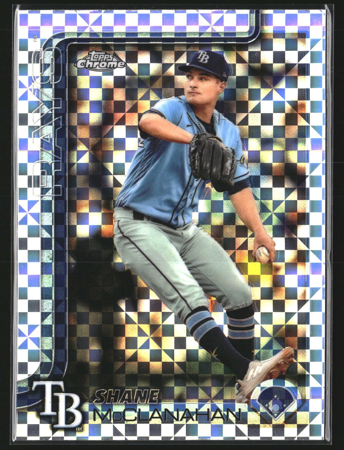 Shane McClanahan 2025 Topps Chrome 298 X-Fractors Tampa Bay Rays