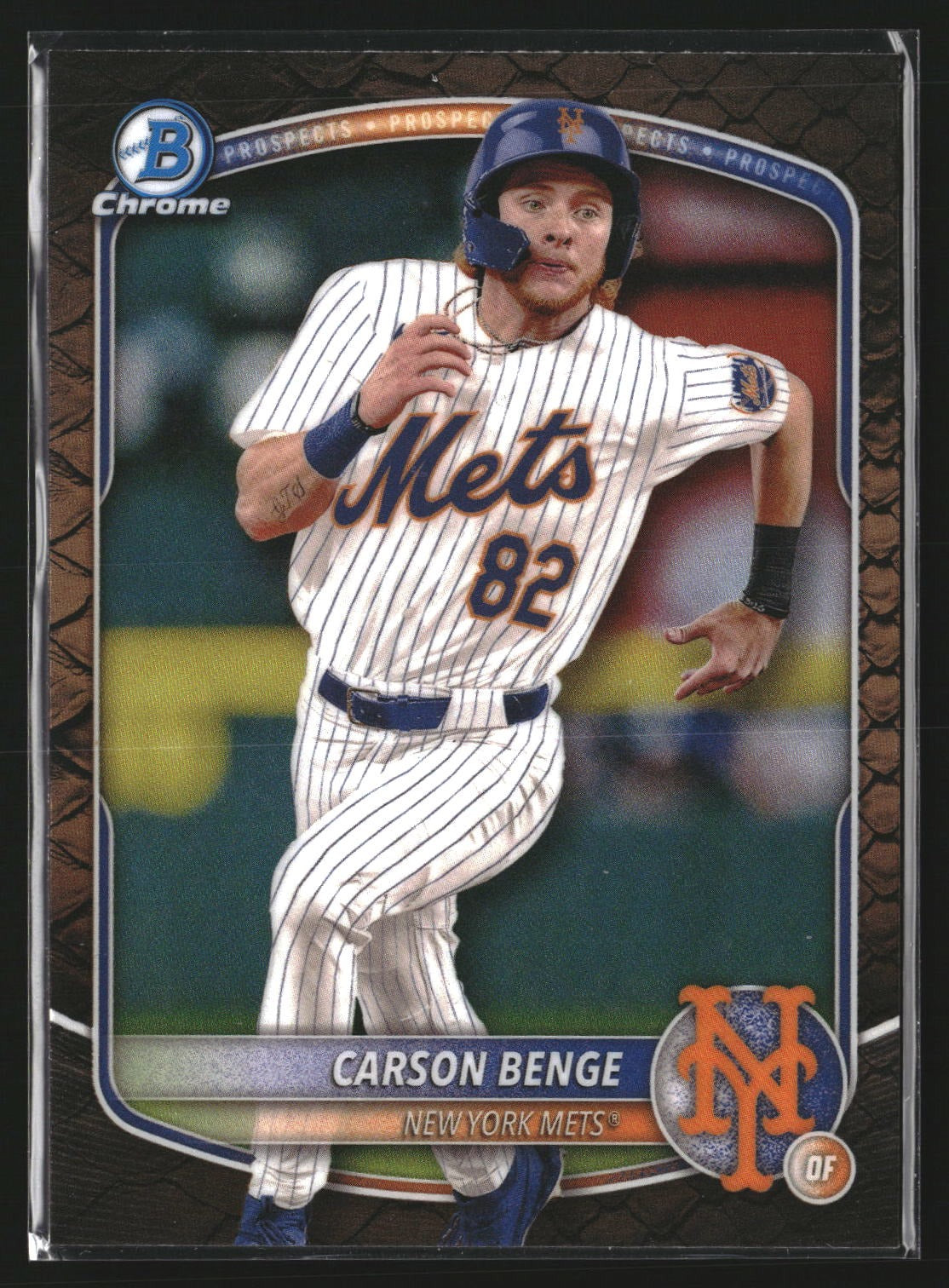 Carson Benge 2025 Bowman BCP-108 Chrome Prospects Reptilian Refractor Mets