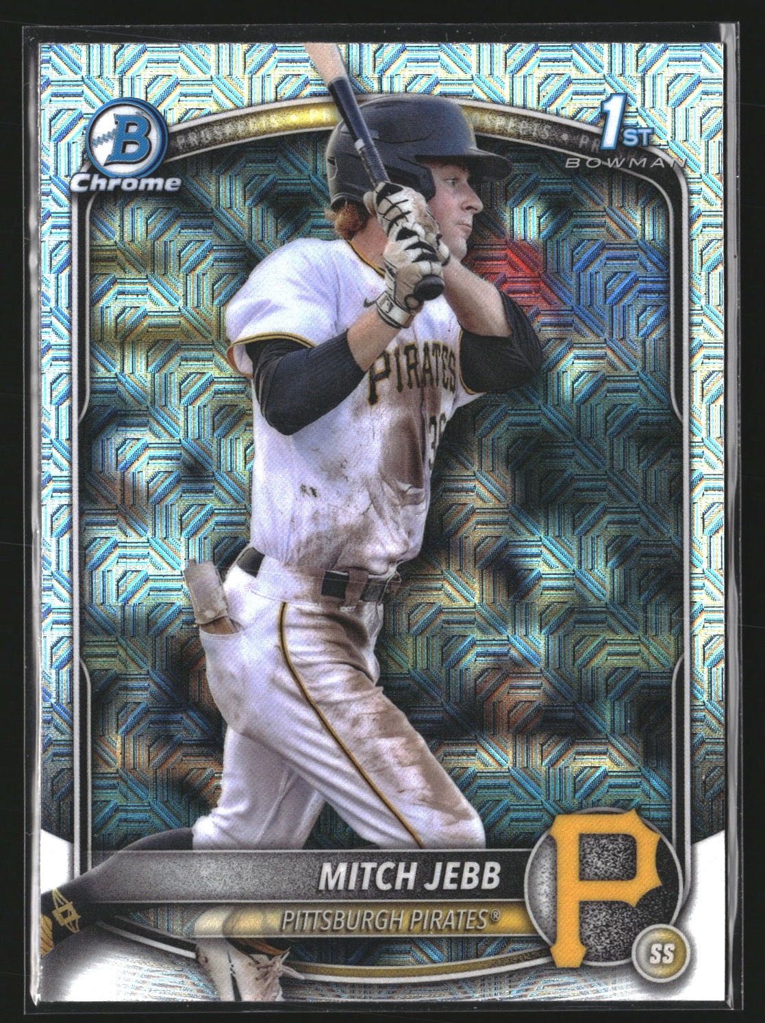 Mitch Jebb 2025 Bowman BCP-41 Chrome Prospects Mojo Refractor Pittsburgh Pirates